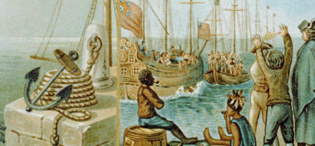 illustration of the boston tea party in the boston harbor