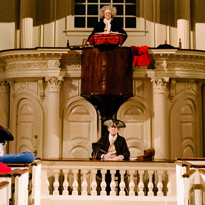 old south meeting house reenactor on december 16th