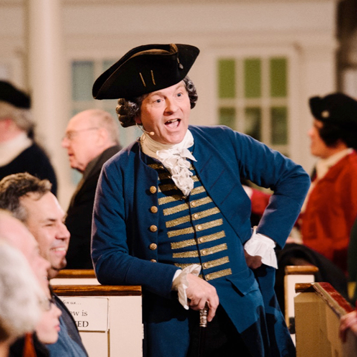 re-enactor at the old south meeting house on december 16th